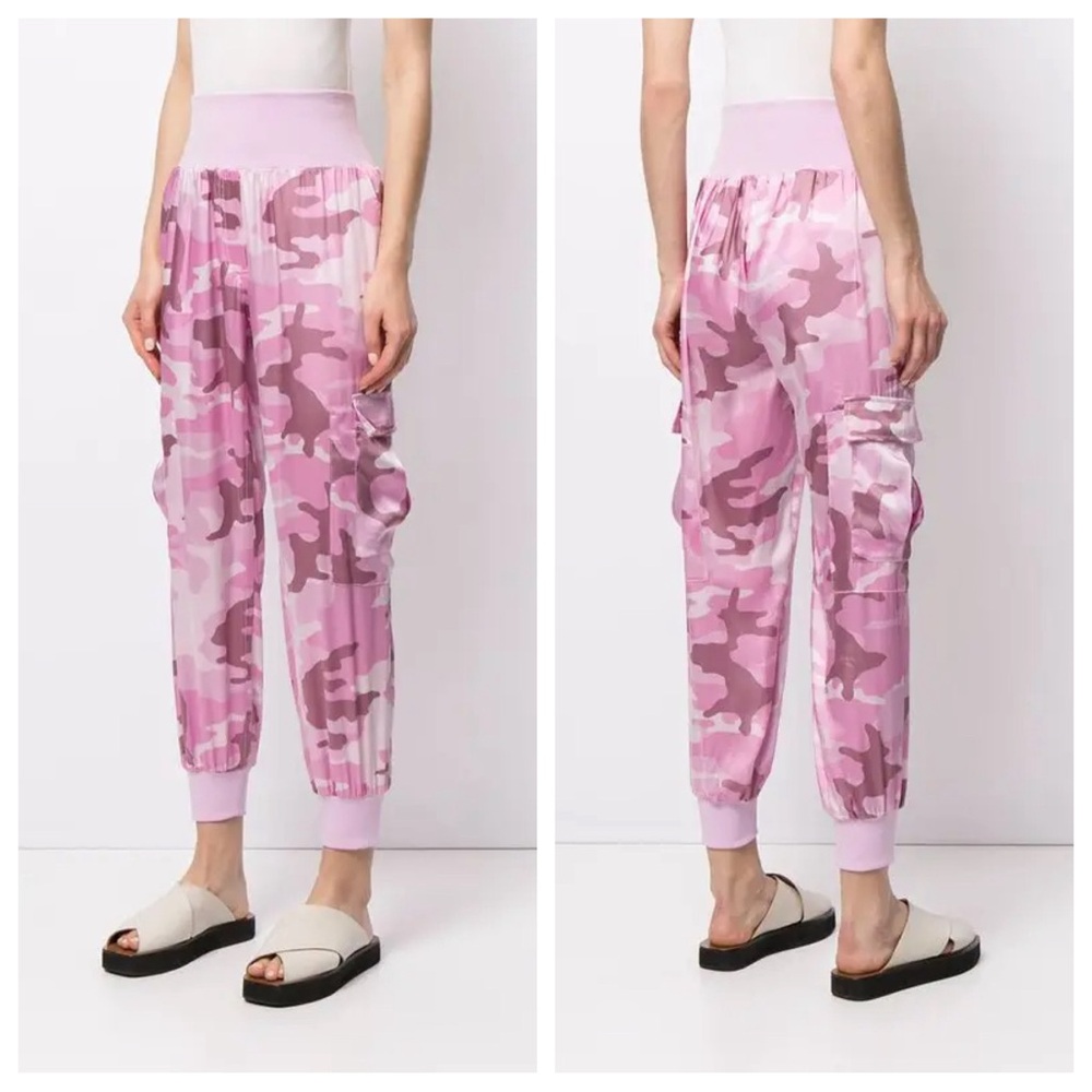 Cinq a Sept Giles High Waist Satin Camo Jogger Pink S